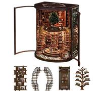 Kit de coin de livre avec lumière LED - Mini maison de rangement - Puzzle 3D en bois - Décoration d'étagère - Cadeau créatif pour la maison et les amis