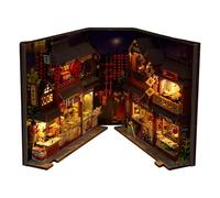 Kit de Coin de Livre Bricolage, Coin de Livre 3D | Serre-Livres Puzzle 3D en Bois de Style Chinois avec lumière LED - Décoration de Table, Insert de de Miniature décoratif pour et Adultes
