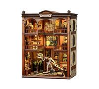 Kit De Coin De Livre De Musée Des Fossiles À Faire Soi-même, Puzzle De Maison Miniature En Bois 3D avec Lumière LED Serre-livres Créatif, Décoration D'étagère Cadeau pour Adultes Fossil Museum