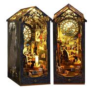 Kit de Coin Livre DIY - Kit de Maison de poupée Miniature DIY avec Meubles et lumière LED, Serre-Livres d'art en Bois 3D Puzzle, modèles réduits pour Adultes à Construire (Agence de détectives)