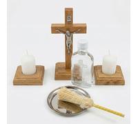 KIT DE COLIS DE CHÊNE Bougie Croix Argent + Bouteille D'EAU