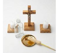 KIT DE COLIS DE CHÊNE Bougie Croix dorée + bouteille d'eau