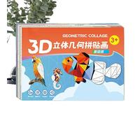 Kit de collage géométrique - Ensemble de puzzles éducatifs en papier, activité de puzzle créative, arts et artisanat interactifs, développement des compétences cognitives, apprentissage pratique et co