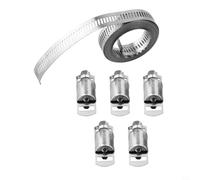 Kit de collier de serrage en acier inoxydable avec attaches, collier de serrage à vis sans fin réglable pour une utilisation automobile industrielle et marine, sangle en métal 304 (A)