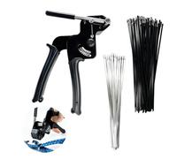 Kit de Collier de Serrage Inox, Kit de Collier de Serrage Métallique avec Pistolet pour Serre Câbles et 100 pièces 4,6 x 300mm Attaches de Câble en Acier Inoxydable