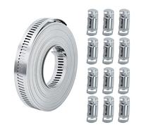 Kit de Colliers de Serrage DIY Inox 304,6m Argenté Colliers de serrage réglables en Métallique et 12 Pièces Fixation,Collier Durite Serrage Réglable,Pour Tuyaux,Automobiles