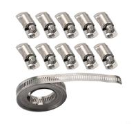 Kit de colliers de serrage réglables pour tuyaux et tuyaux - Colliers de serrage à vis sans fin en acier inoxydable de 3,5 à 10 m avec attaches, ensemble de cerclage réutilisable pour automobile et