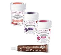 Kit de colorants alimentaires Rose-violet-corail + 1 Stylo chocolat