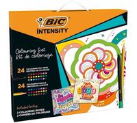 BIC Kit coloriage Intensity – feutres, crayons et livres Be Peaceful/Feel-Good Songs – 50 pièces