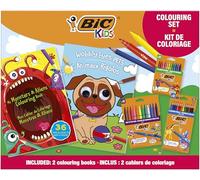 Kit de coloriage BIC Kids Fun avec feutres, crayons de couleur et livres de coloriage (My Monsters & Aliens et Wobbly Eyes: Pets) - Couleurs assorties, kit de 38 pièces