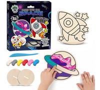 Kit de coloriage en pâte à modeler sur le thème de l'espace pour enfants. Kit de loisirs créatifs 3D (2 pièces) avec pâte auto-durcissante, coloriage sans dégâts, cadeau pour les enfants.
