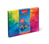 Maped - Kit de Coloriage 150 pièces Color'Peps - Coffret complet - Crayons de couleur + Feutres + Aqua + Craies Wax + Infinity - Boîte cadeau