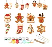 Kit de Coloriage pour Décorations de Noël - Pendentif Pain d'Épice Fait à la Main,Fournitures pour Fêtes de Noël Anniversaire Action de Grâce pour Voiture Salle de Classe Dortoir Appartement