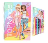 Depesche – Kit coloriage TOPModel 12943 – 76 pages, motifs de mannequins, stickers et crayons