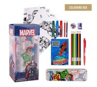 Kit de Coloriages Marvel 24 Pièces - Inclut des Feutres, Peinture Aquarelle et des Crayons de Couleur, Trousse et Carnet pour Dessiner - Produit Original Conçu en Espagne