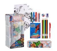 Kit de Coloriages Marvel 24 Pièces - Inclut des Feutres, Peinture Aquarelle et des Crayons de Couleur, Trousse et Carnet pour Dessiner - Produit Original Conçu en Espagne