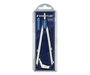 Kit de compas STAEDTLER Mars 554 - avec étui à couvercle rabattable | Rallonge télescopique, adaptateur universel et mines de compas - précision - Réf. 554 T01
