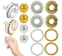 Kit de compétences pour soulager le stress, calmer les attaques de panique, Skills Borderline Stimulation sensorielle, anneau d'acupression, 14 pièces de jouets anti-stress avec anneaux à ressort et