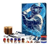 Kit de compte à rebours de baseball - 24 jours - Calendrier de l'Avent aveugle Home et objets de collection pour les fans - Parfait pour Noël Yrv110 (bleu, 26 x 18 x 3,5)