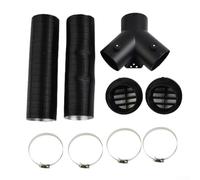 Kit de conduit de chauffage de 75 mm avec branche en Y, sorties d'aération chaudes, tuyau flexible en aluminium et clips chromés pour chauffages à air diesel de 2 kW compatible avec Eberspacher dans