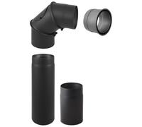 Kit de conduit de fumée 200 mm pour inserts et foyers modulaires - noir - Reuter Ferrum