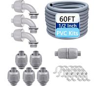 Kit de conduit étanche en PVC NPT 1,3 m 1,3 cm UL 5 connecteur 3 angles | Résistant aux UV et à l'huile, pour panneau électrique, moteur, CVC, solaire, grange, environnement côtier extérieur rude