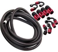 Kit de conduites de carburant tressées en acier inoxydable, taille de raccord AN8, longueur de 20 pieds, haute résistance à l'éclatement
