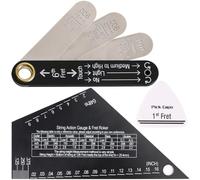 Kit de configuration de guitare, jauge d'action des cordes et règle de barre de réglage en pouces et métrique, pour courbure du manche en acier inoxydable pour toutes les guitares avec médiator (A)