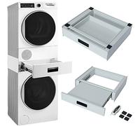 Kit de conjonction pour machine à laver et sécheuse, support universel de superposition, gain de place, avec tiroir amovible, sangle de sécurité et autocollants antidérapants, cadre pour empilage