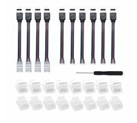 Kit de connecteurs de bande LED à 4 broches de 8 mm, 16 bandes sans soudure à dénuder et de bande à câble, 10 pièces de bande à contrôleur pour bande lumineuse LED RVB 2835 5050 (8 mm-smd)