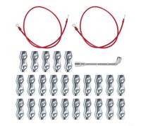 Kit de connecteurs de câble pour clôture de pâturage, 25 pièces + 2 câbles - Accessoires de clôture électrique galvanisé pour corde en polycorde - Connecteur rapide pour isolateurs de poignée de