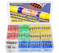 Kit de connecteurs de fils à souder haisstronica 400 pièces, connecteurs de fils thermorétractables de qualité marine de calibre 26-10, kit de connecteurs de fils électriques (5 couleurs/5 tailles)