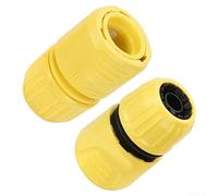Kit de connecteurs de tuyau d'arrosage de jardin jaune à 4 points 5 points à connexion rapide avec vannes d'arrêt, design léger et compact, 36 mm x 62 mm, installation facile, 2 pièces pour tuyaux
