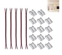 Kit de Connecteurs FCOB COB 8 mm Ensemble de 14 Connecteurs Transparents + 5 Fils d’Extension 15 cm 20AWG Connexion Sans Soudure et Sans Fil pour Rallonge, Angles, et Alimentation de Bandes LED FCOB