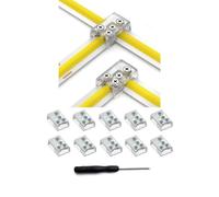 Kit de connecteurs pour bande lumineuse LED, lot de 12 connecteurs transparents à 2 broches sans soudure avec tournevis, pour ruban lumineux LED de couleur unique 12 V 24 V (bande à bande, coin L, 10