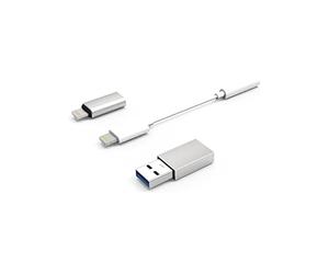 Kit de connectivité - CoolBox - COO-CKIT-APPL - Lightning vers Jack 3,5 mm - USB-C - 7 cm