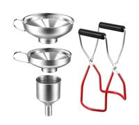 Kit De Conservation 4 Pièces Pince À Bocal, Lève-Bocal En Conserve Anti-brûlure Et Entonnoir À Confiture En Acier Inox Avec Poignée Pour Transférer Épices, Liquides, Haricots, Confitures