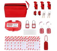 Kit De Consignation Et D'éTiquetage, 32 Pièces Pour éQuipements éLectrochimiques (Cadenas éTiquettes CléS Serre-CâBles Dispositifs De Verrouillage De Disjoncteur Mallette De Transport)