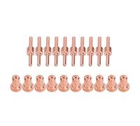 Kit de consommables pour torche plasma compatible avec les torches de soudage PT31 LG40 40A - 10 buses en cuivre étendues et 10 électrodes à pointe pour couper jusqu'à 12 mm