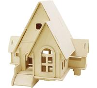 Kit De Construction 3d En Bois, Maison Avec Rampe, Taille 22,5x17,5x20,5, Contreplaqué, 1 Pièce