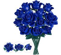 Kit de Construction Bouquet de Fleurs, 634 PCS Feuilles et Pétales Réglables, Roses Bleues Artificielles pour Enfants Noël, Cadeau Saint-Valentin & Fête des Mères Adultes, Homme ou Femme