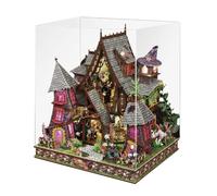 Kit de construction de château magique de 400 pièces, puzzle en bois 3D avec housse de protection contre la poussière