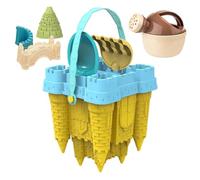 Kit de construction de châteaux de sable - plage libre pour ennuyés, lot de 8 pièces, râteau avec pelle pour seau de château, ABS résistant, sac de rangement