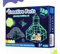 Kit De Construction De Fort Pour Enfants - Brillent Dans Le Noir 130 Pcs Jouet Fort Créatif Pour Garçon Et Fille De 5+ Ans - Jouets De Construction Stem Châteaux De Diy Tente De Jeu Tour De Fusée