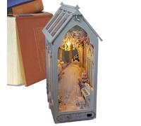 Kit de construction de livre nook | Maison modèle de construction, puzzle en bois 3D, serre-livres avec éclairage LED, pour bibliothèque et bureau