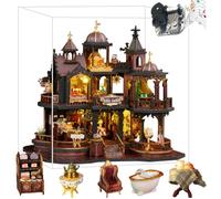 Kit de construction de maison de poupée en bois de style européen - Kit créatif pour décoration d'étagère - Modèle 3D - Cadeaux créatifs pour amis et parents (avec capot de protection contre la