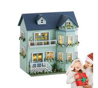 Kit de construction de maison de poupée miniature DIY - Mini modèle de maison en bois avec meubles et éclairage LED, concept de décoration créatif fait à la main, activité de bricolage interactive