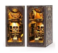 Kit De Construction De Maison De Poupée Miniature en Bois, Puzzle 3D avec Capteur, Lumière LED, Décoration D'étagère pour Adultes et Adolescents Astronomy Museum Book Nook
