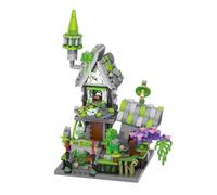 Kit de construction de maison d'Halloween - Vert fou - Construction modulaire de briques de maison - 758 pièces - Cadeau créatif d'Halloween effrayant pour Noël ou anniversaire pour adultes
