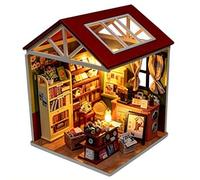 Kit de construction de maison miniature à faire soi-même avec lumière LED et couvercle anti-poussière, maison de poupée en bois 3D pour adultes et adolescents, projet d'artisanat créatif, décoration